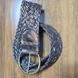 Ann Taylor Loft Braided Metallic Belt with Gold Buckle